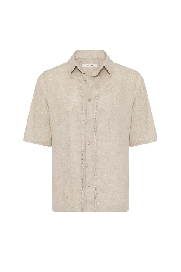 Chemise homme décontractée en lin mélangé Antioch Stone