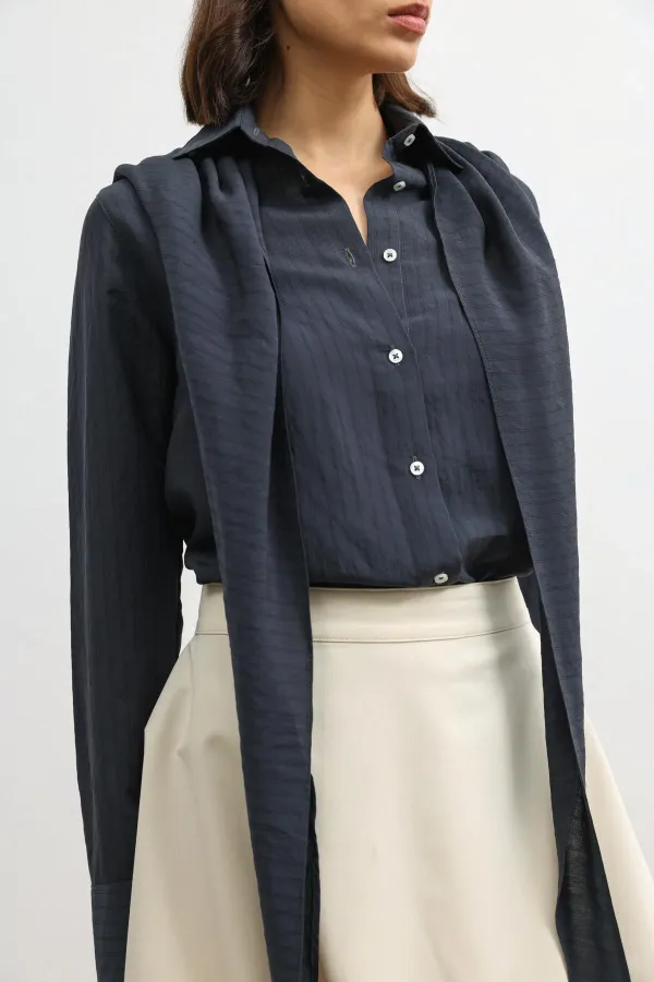 Antioch Antrasit Mendil Detaylı Kadın Gömlek