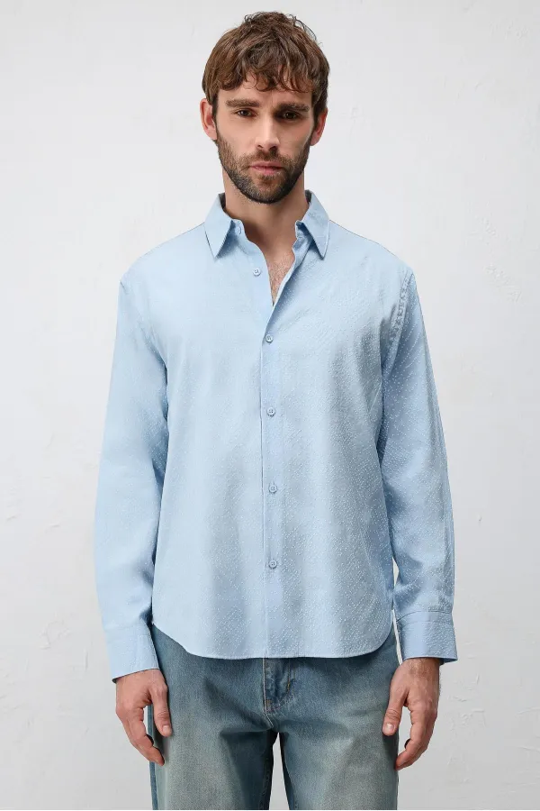 Antioch Bebe Blue Modal Blend Textured Boys' Shirt