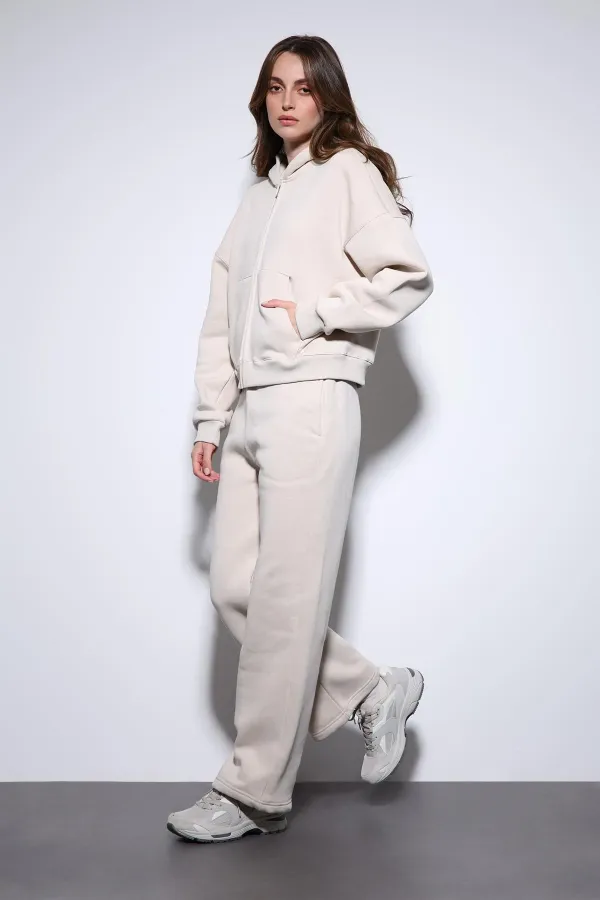 Antioch Taş Kapüşonlu Sweatshirt Kadın Eşofman Takım