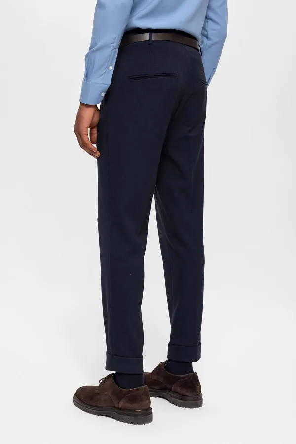 Antioch Lacivert Kemerli Double Paça Pantolon