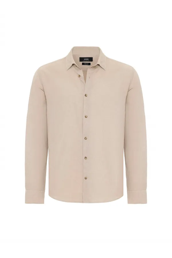 Antioch Beige Linen Blend Men's Shirt