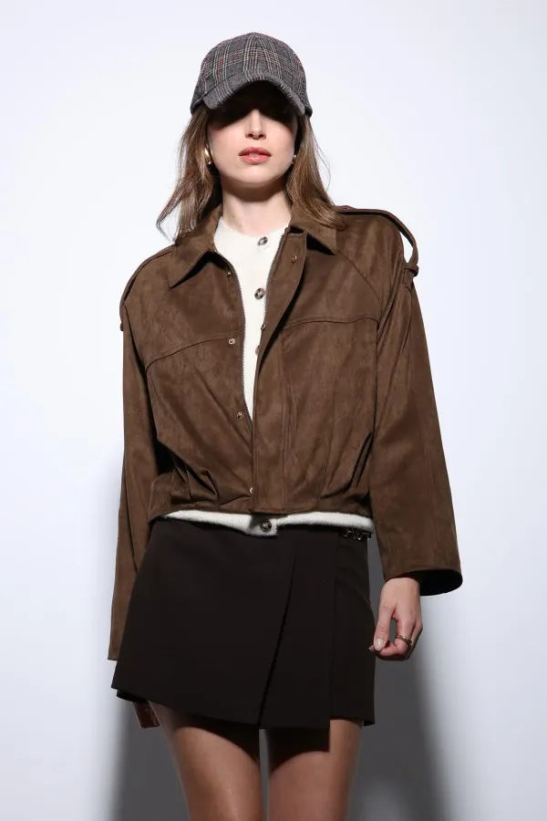 Antioch Taba Süet Görünümlü Bomber Kadın Mont