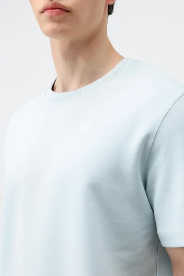 T-shirt basique Antioch bleu clair pour homme, coupe classique