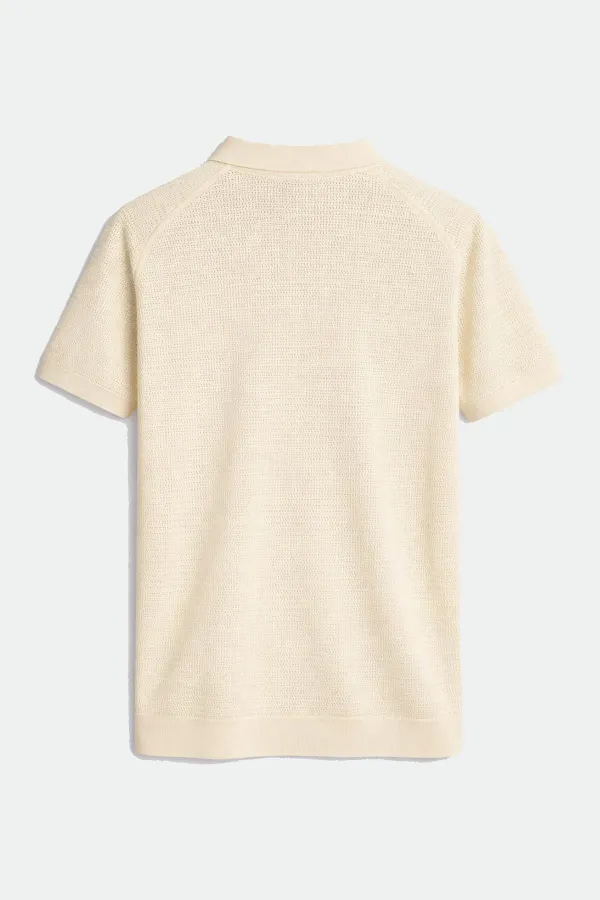 T-shirt homme Antioch à col polo texturé en maille d'os