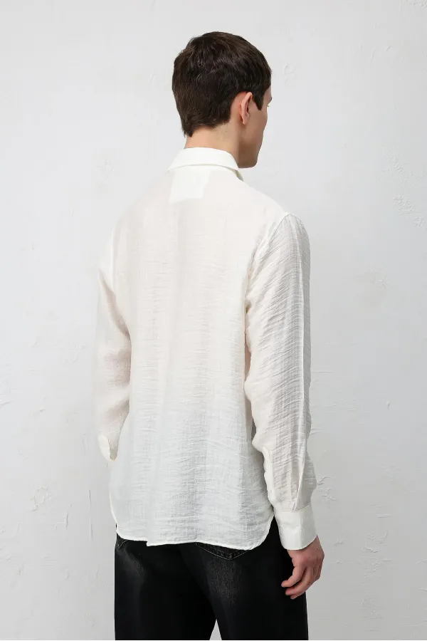 Antioch Ekru Crinkled Relax Fit Erkek Gömlek