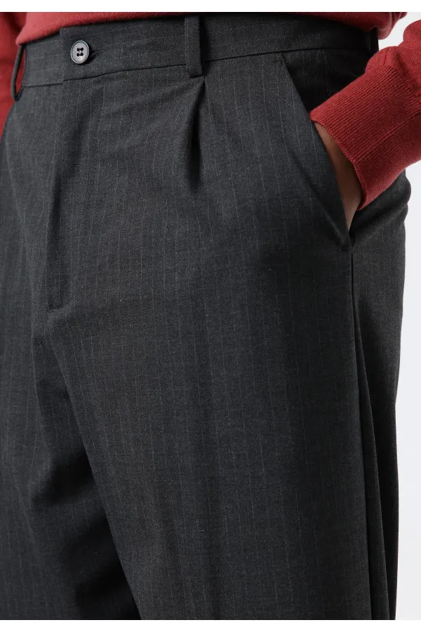 Antioch Antrasit Relax Fit Çizgili Erkek Pantolon