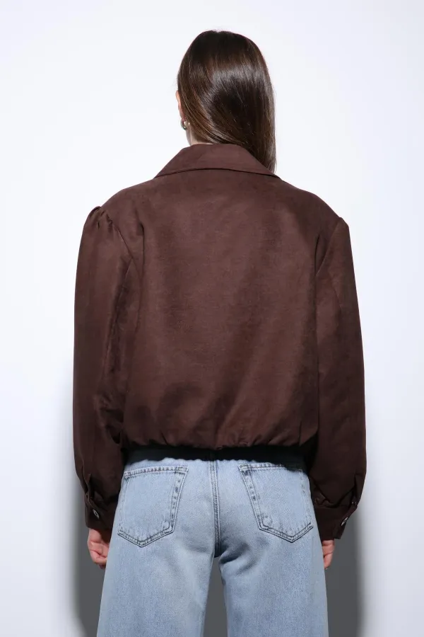 Veste bomber femme Antioch Coffee aspect daim