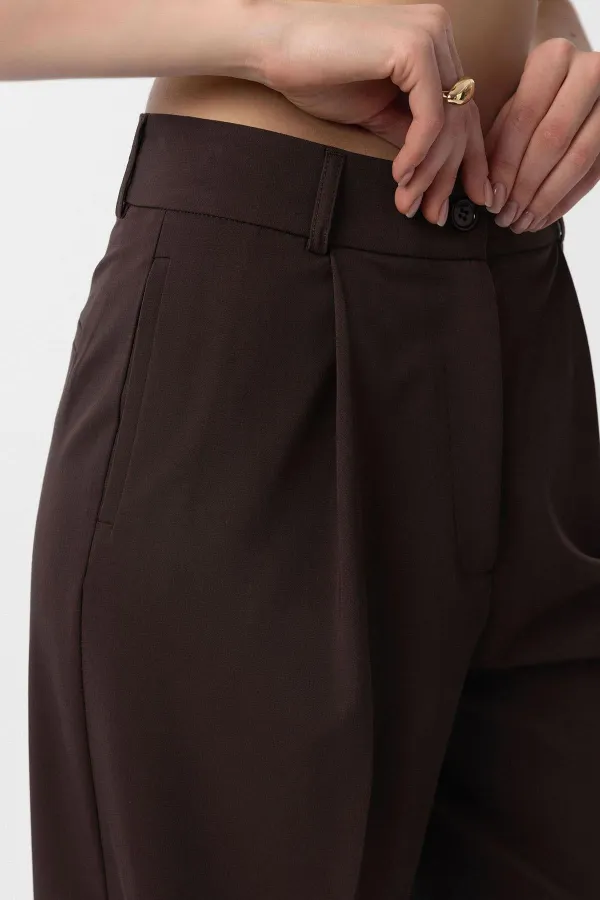 Antioch Coffee Pleated Women's Trousers