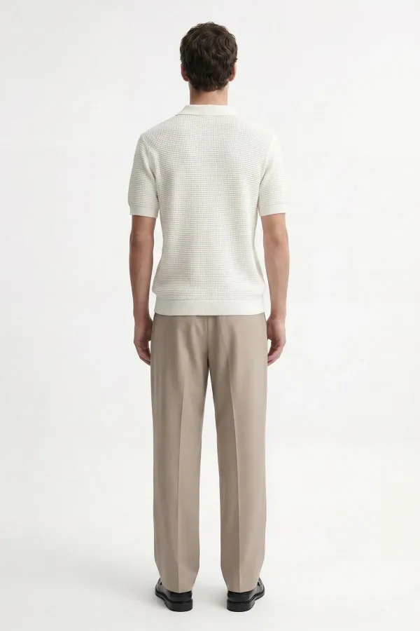 Antioch Ekru Dokulu Polo Yaka Erkek T-Shirt