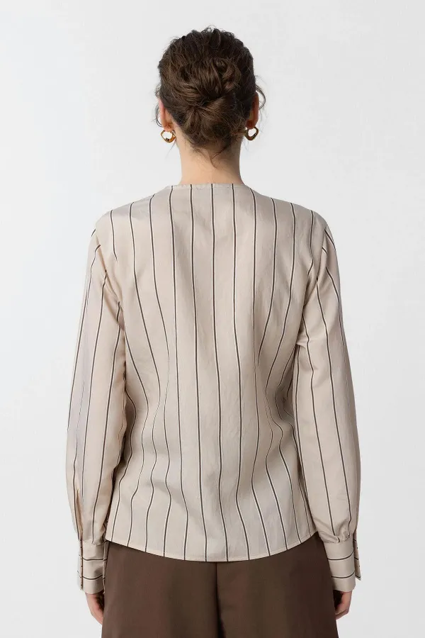 Chemise kimono drapée beige Antioch pour femme