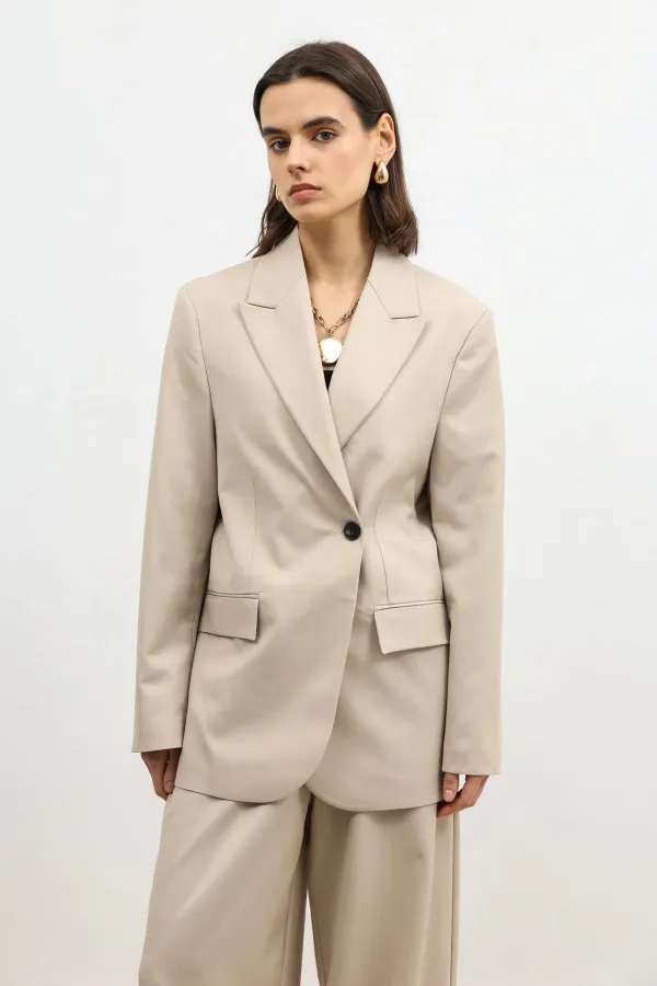 Antioch Beige Double-Breasted Women's Blazer