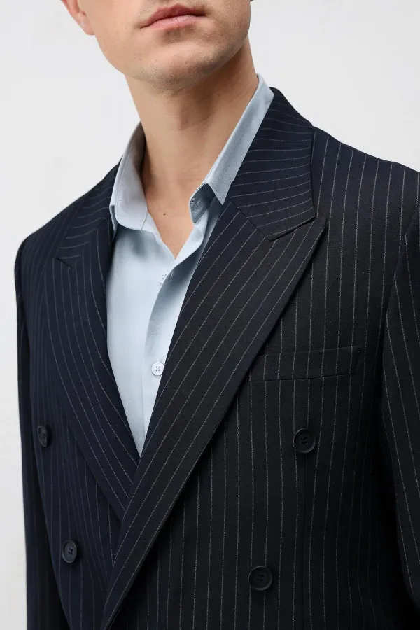 Costume rayé Antioch Navy coupe décontractée pour homme