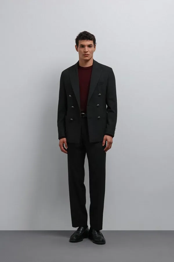 Veste blazer homme Antioch anthracite non doublée à double boutonnage