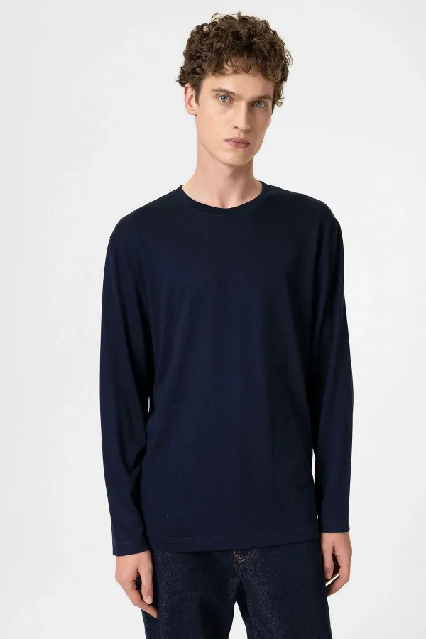 Antioch Navy Blue Relaxed Fit Basic Men's T-Shirt