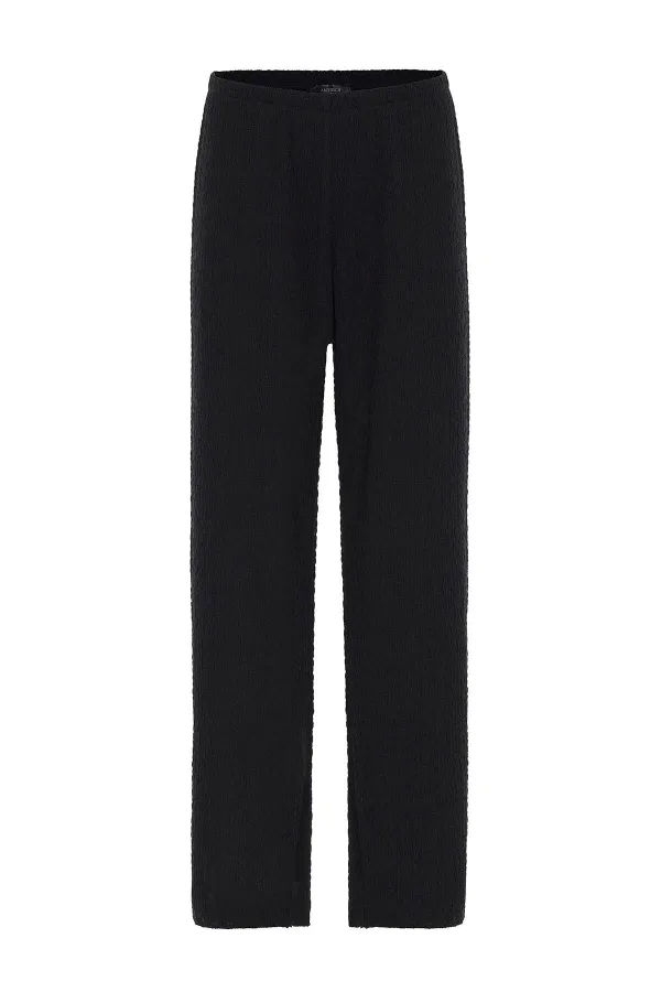 Antioch Black Textured Women's Suit with Tie Detail