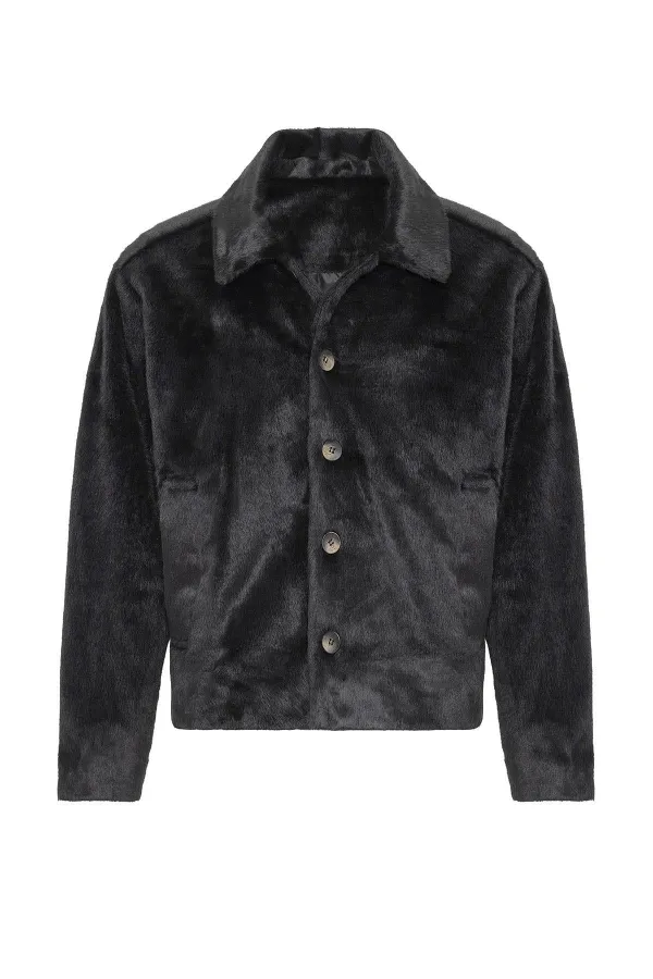 Antioch Black Relax Fit Soft Textured Men's Jacket