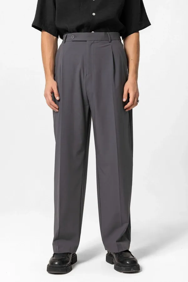 Antioch Anthracite Baggy High-Waisted Men's Fabric Trousers