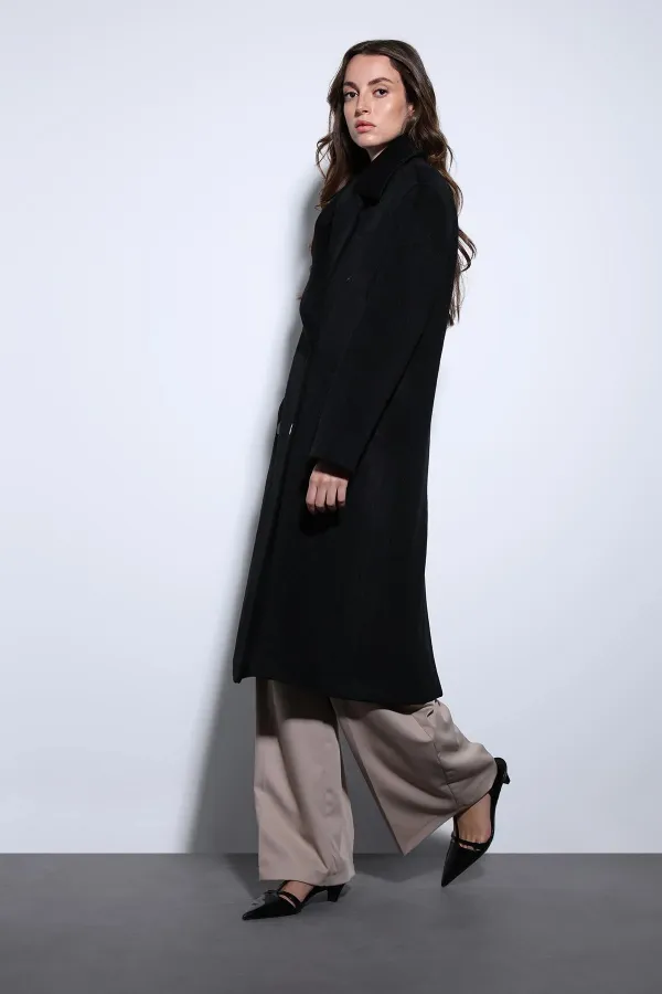 Antioch Siyah Kruvaze Kadın Kaban