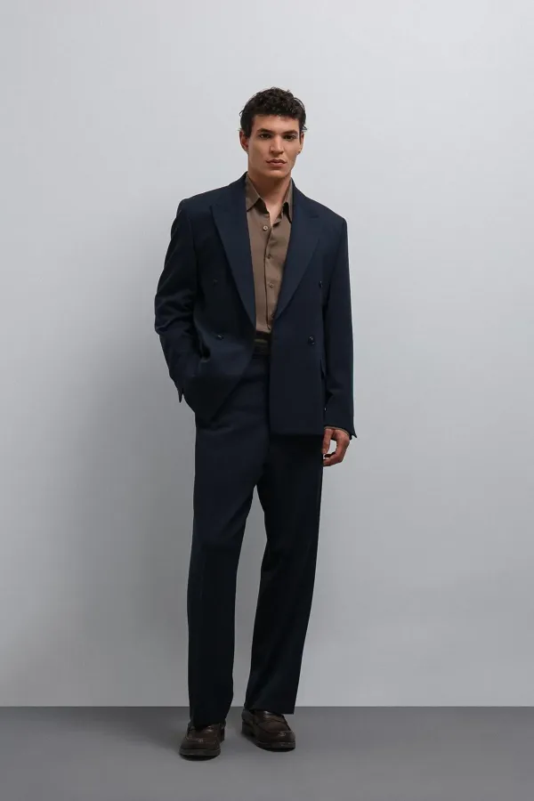 Veste blazer homme Antioch Navy Relax Fit à double boutonnage