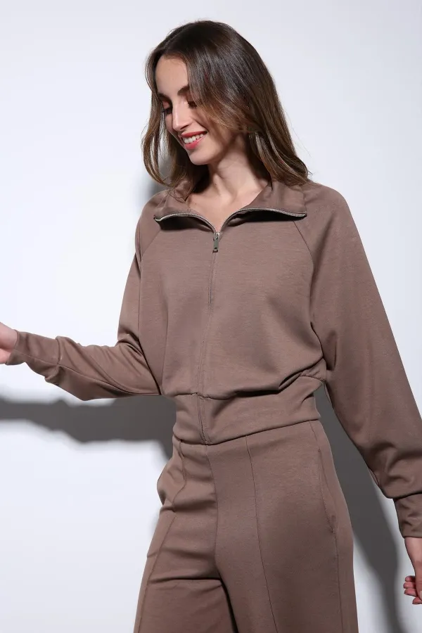 Antioch Bej Fermuarlı Kadın Eşofman Takım