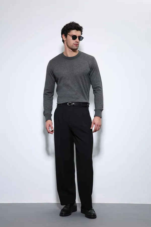 Pull basique pour homme Antioch Anthracite à texture douce