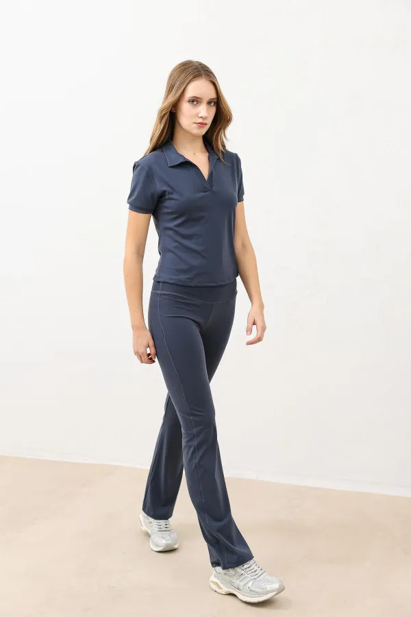 Antioch Smoke Grey Polo Collar Women's T-Shirt