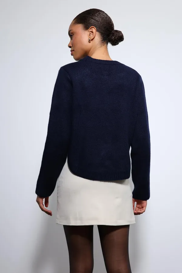 Antioch Lacivert Düğme Detaylı Triko Kazak