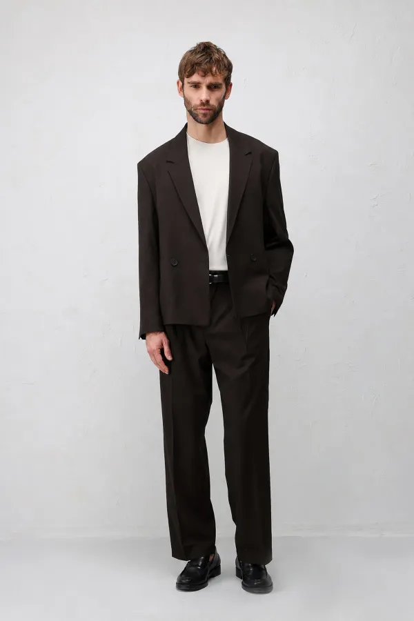 Antioch Koyu Kahve Relaxed Fit Erkek Blazer Ceket