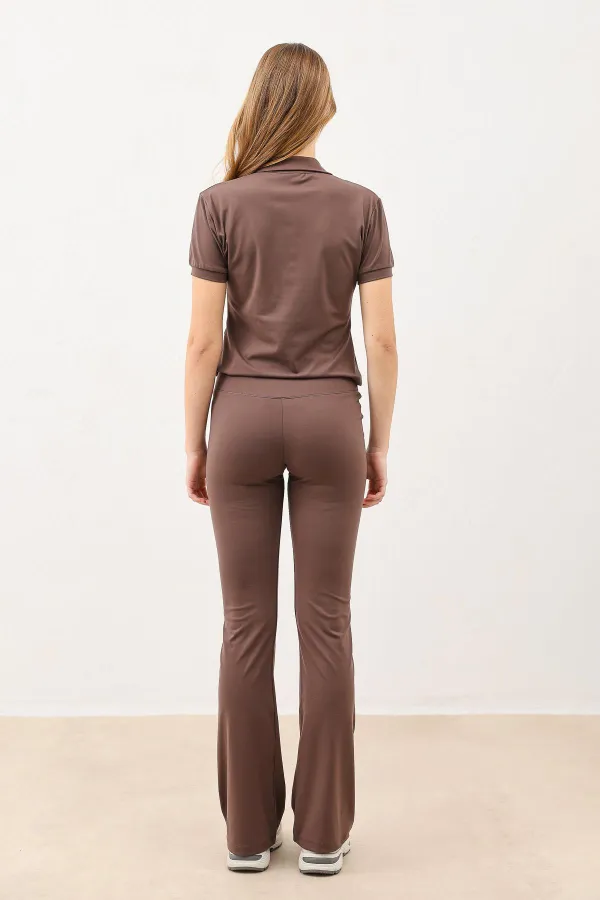 Antioch Kahve Polo Yaka Kadın T-Shirt