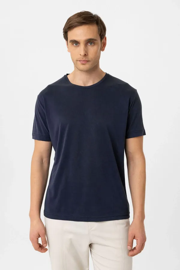 T-shirt homme Antioch Navy coupe classique en tissu technique modal
