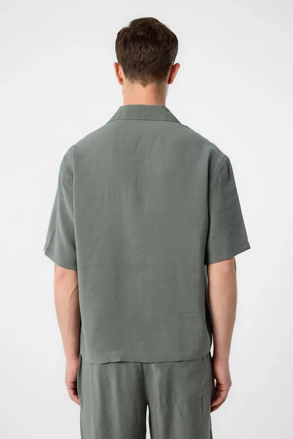 Antioch Khaki Apache Collar Modal Fabric Men's Shirt