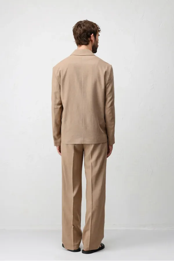Veste blazer pour homme Antioch Mink Relax Fit en lin mélangé