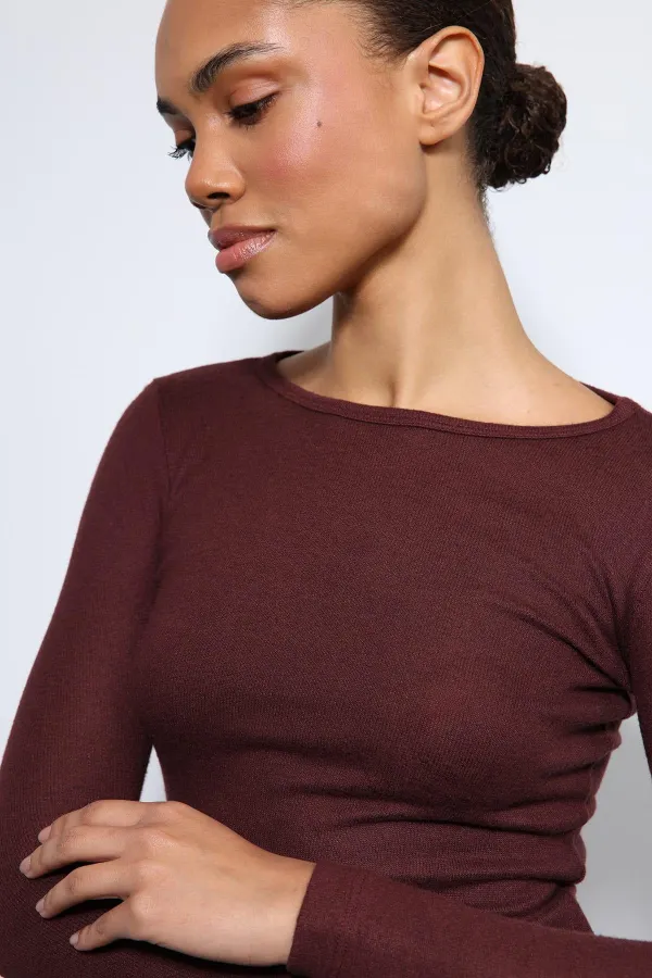 T-shirt basique à manches longues Antioch Claret Red