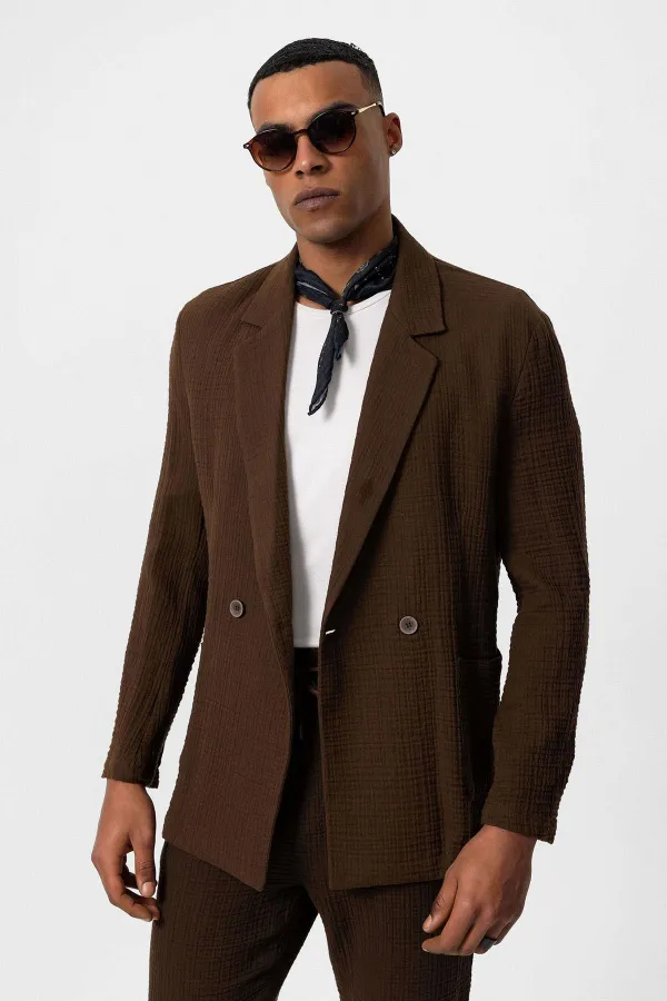 Antioch Coffee Double-Breasted Unlined Men's Blazer Jacket