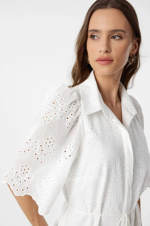Antioch White Women's Lace Embroidered Dress