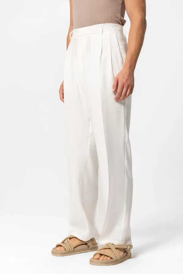 Antioch Ekru Yüksek Bel Pileli Baggy Erkek Pantolon