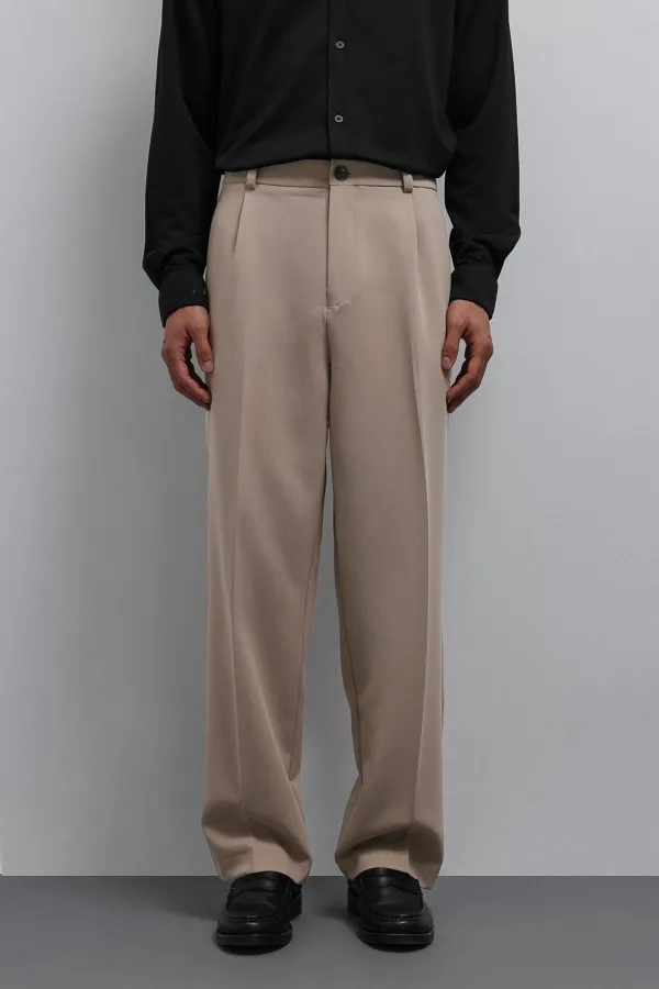 Antioch Taş Relax Fit Baggy Pilili Erkek Pantolon