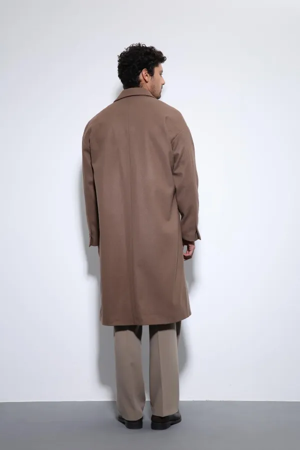 Manteau oversize pour homme Antioch marron clair avec ceinture