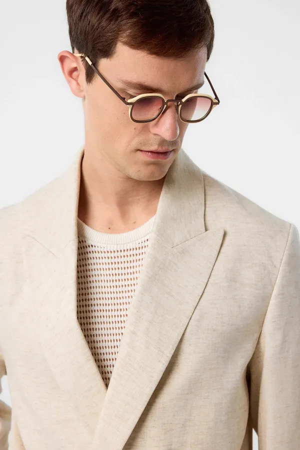 Veste blazer homme Antioch Ecru Relax Fit en lin mélangé