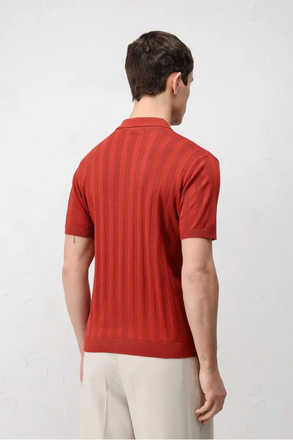 Polo homme Antioch rouge en maille texturée