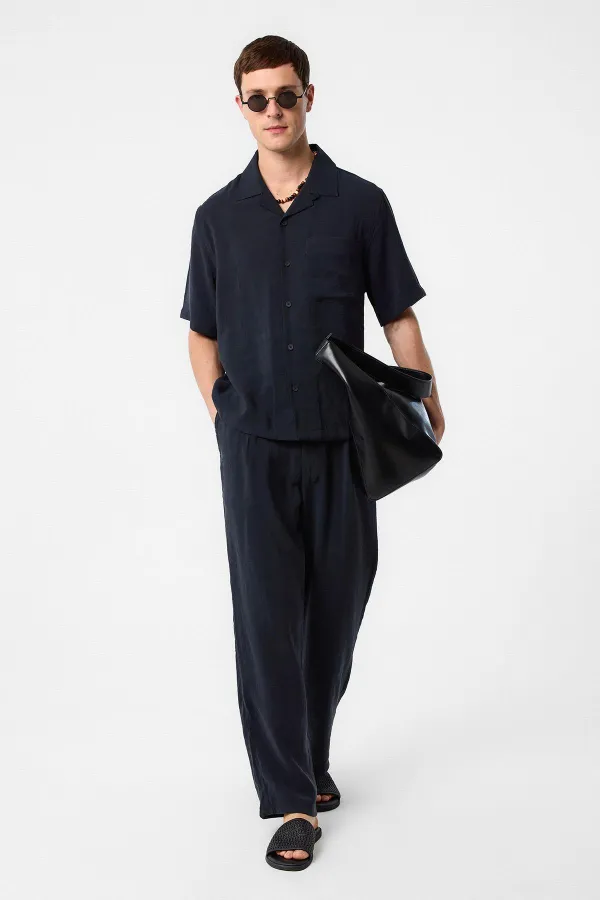 Antioch Siyah Modal Kumaş Erkek Gömlek