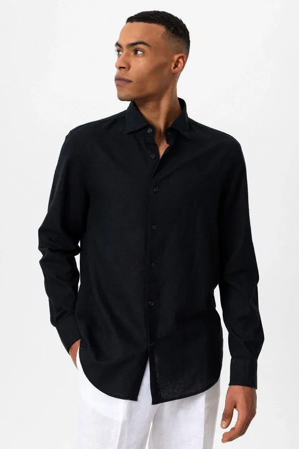 Antioch Black Linen Blend Men's Shirt