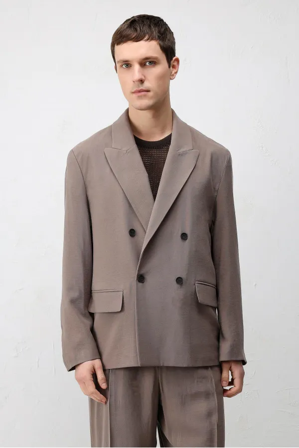 Antioch Mink Modal Blend Relaxed Fit Men's Blazer Jacket