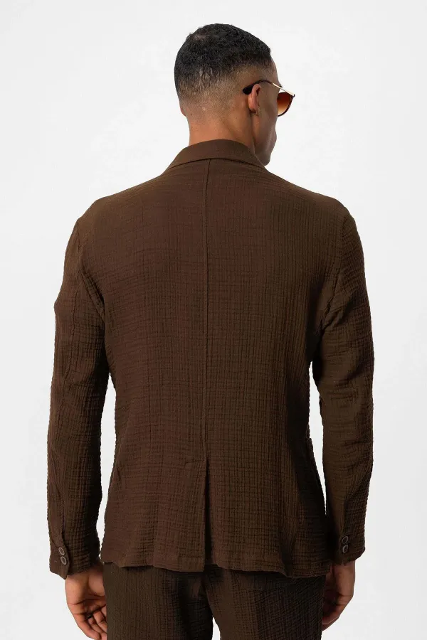 Antioch Coffee Double-Breasted Unlined Men's Blazer Jacket