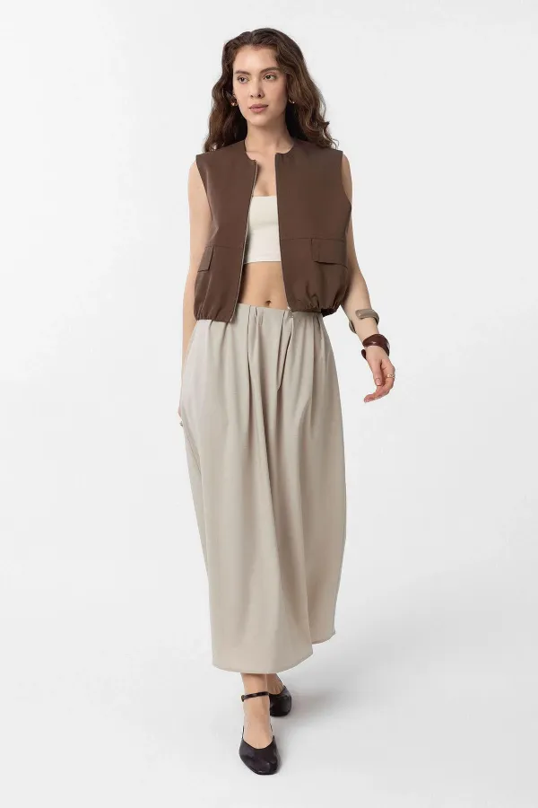 Antioch Kahve Oversize Kadın Yelek