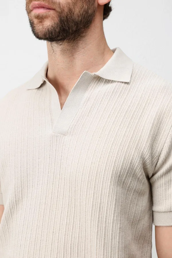 T-shirt en maille texturée haut de gamme Antioch Stone pour homme