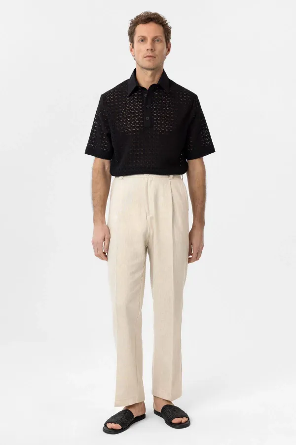 Antioch Siyah Polo Yaka Örgü Erkek T-Shirt