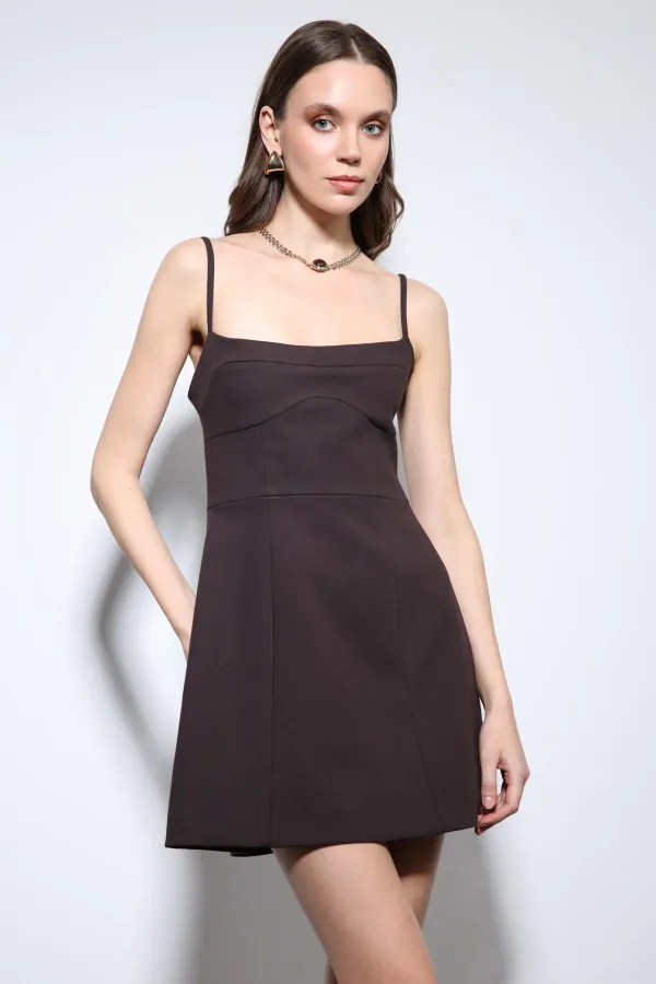 Antioch Kahve Askılı Elbise