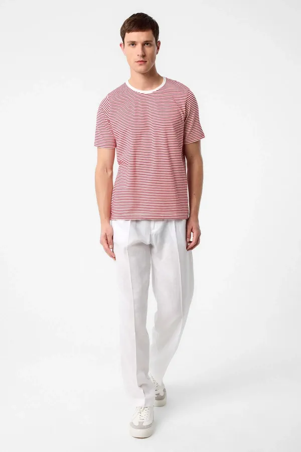 T-shirt rayé rouge Antioch coupe classique pour homme